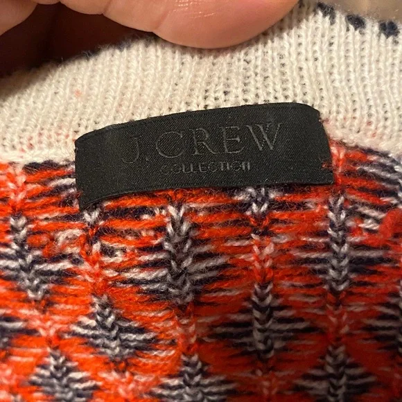 J. Crew Red and navy Geometric Crew Neck Sweater - Picture 4 of 10